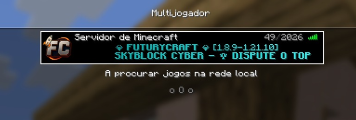 Tela do Minecraft mostrando como entrar no servidor FuturyCraft
